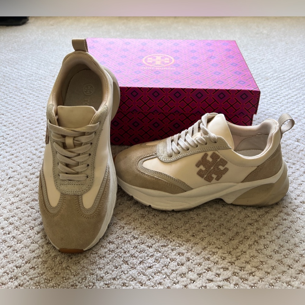 Tory Burch Beige and Cream Sneakers